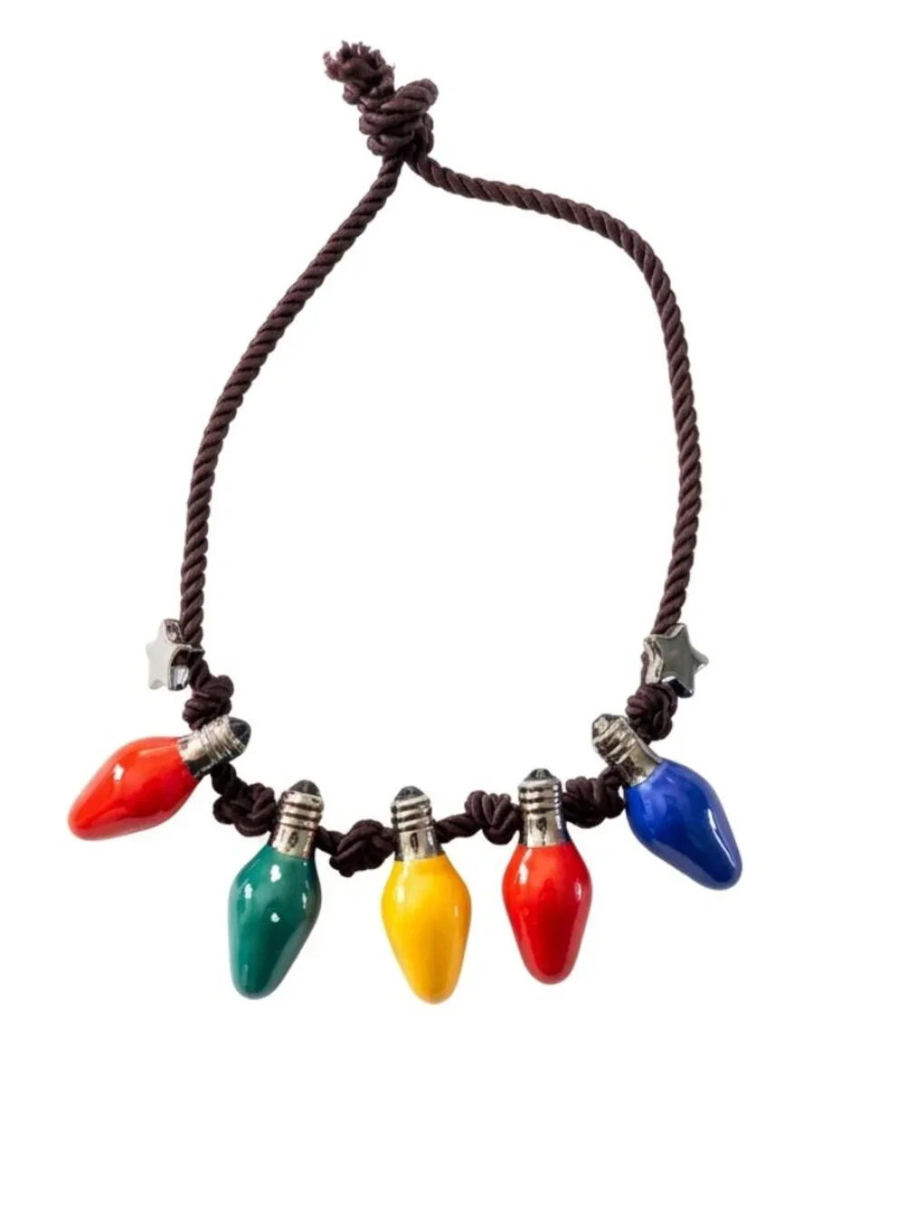Vintage Flying Colors Ceramic Christmas Light Bulb Cord Necklace 8.5